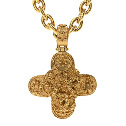 Chanel Metal CC Cross Long Pendant Necklace Gold 4 of 6