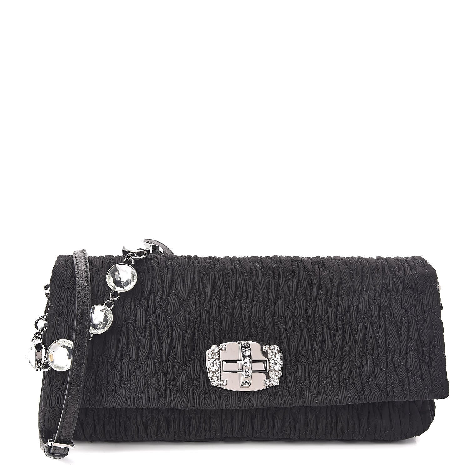 Miu Miu Faille Matelasse Crystal Flap Clutch Black 1 of 10