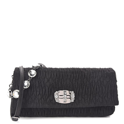 Miu Miu Faille Matelasse Crystal Flap Clutch Black 1 of 10