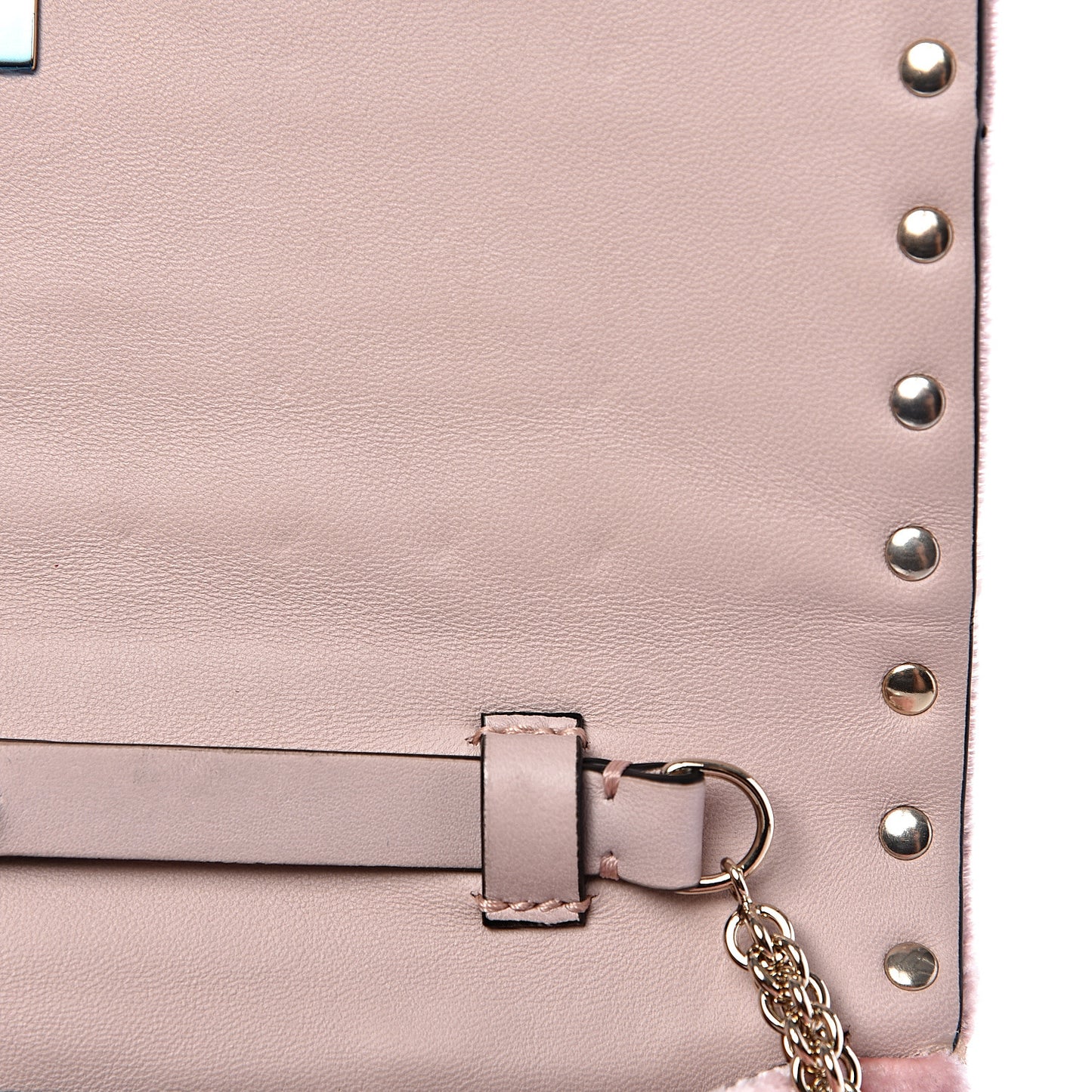 Velvet Rockstud Spike Wallet on Chain Water Rose