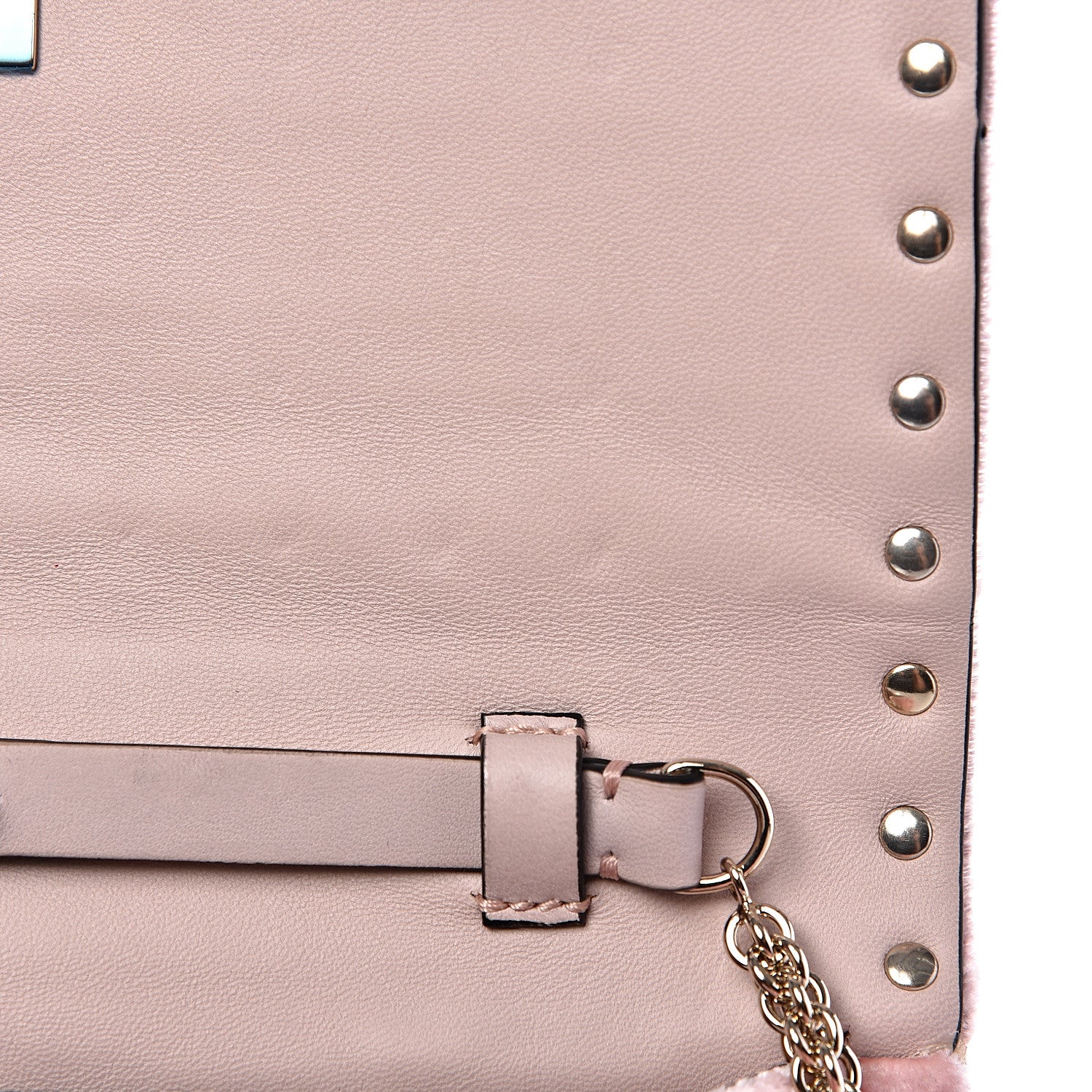 Valentino Garavani Velvet Rockstud Spike Wallet on Chain Water Rose 8 of 9
