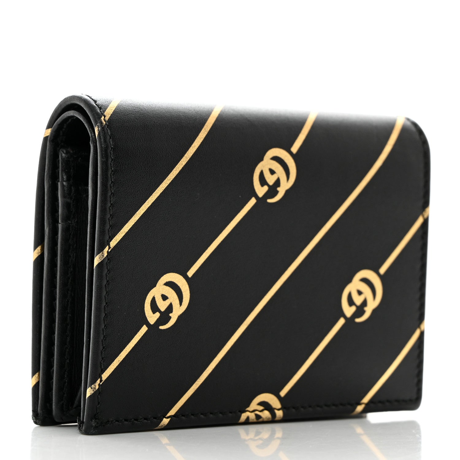Gucci Calfskin Diagonal GG Card Case Black 3 of 7
