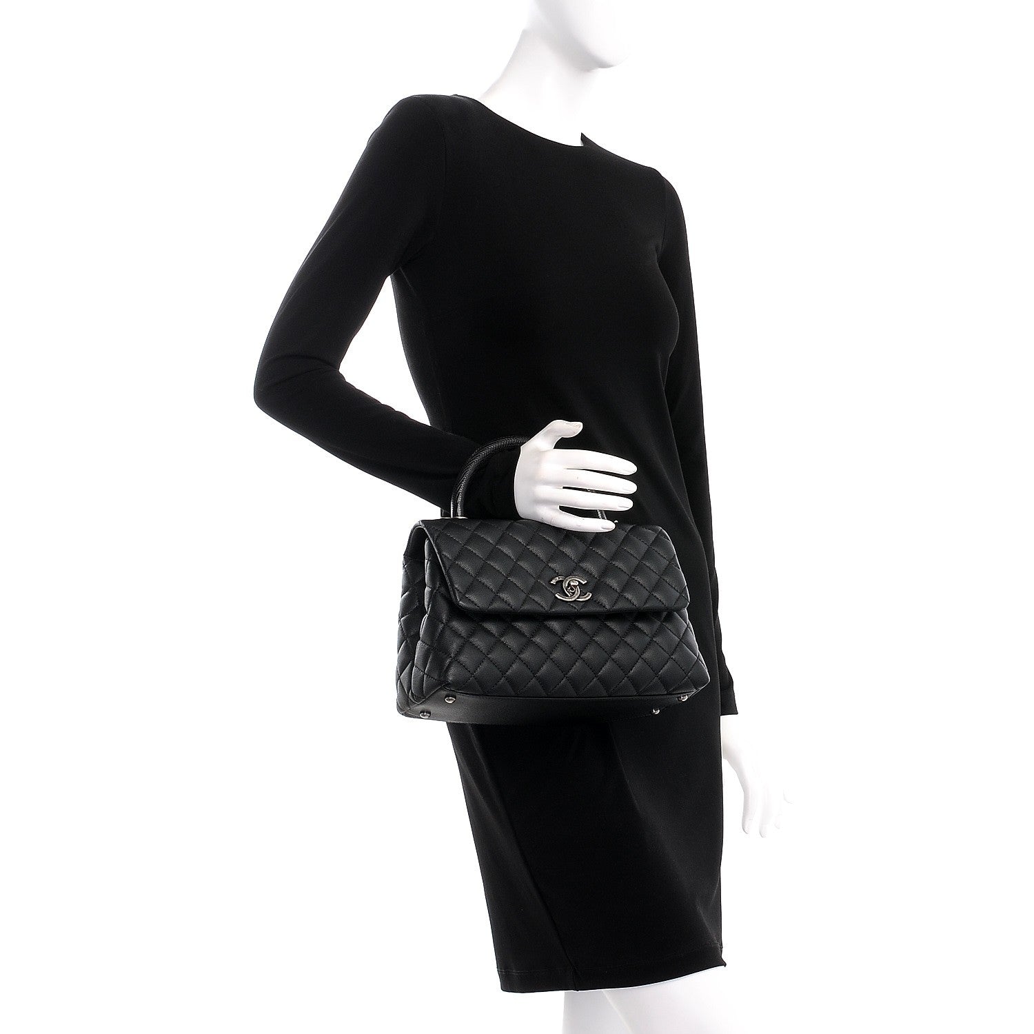 Chanel Caviar Lizard Quilted Small Coco Handle Flap Black 3 of 9
