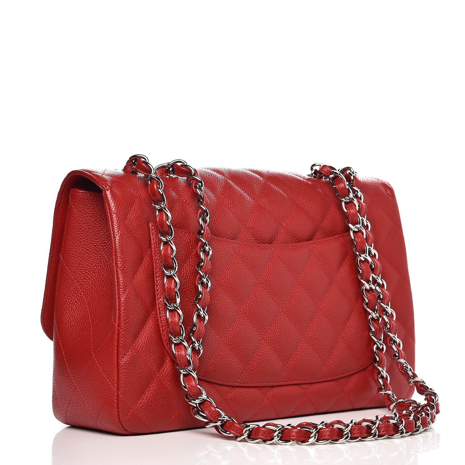 Chanel Caviar Quilted Jumbo Single Flap Red 3 of 8