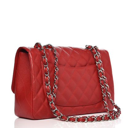 Chanel Caviar Quilted Jumbo Single Flap Red 3 of 8