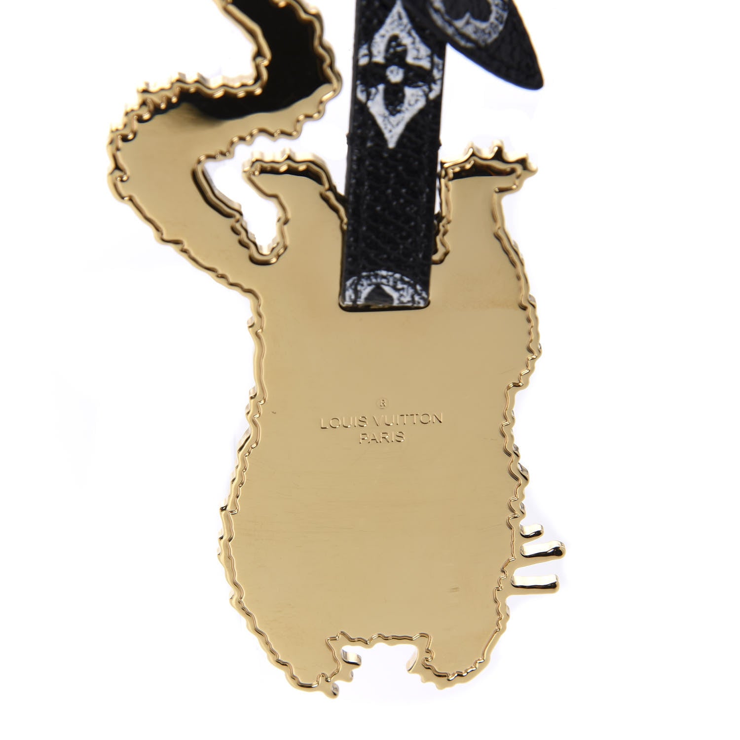 Louis Vuitton Catogram Flying Cat Bag Charm Key Holder Gold Black 3 of 4