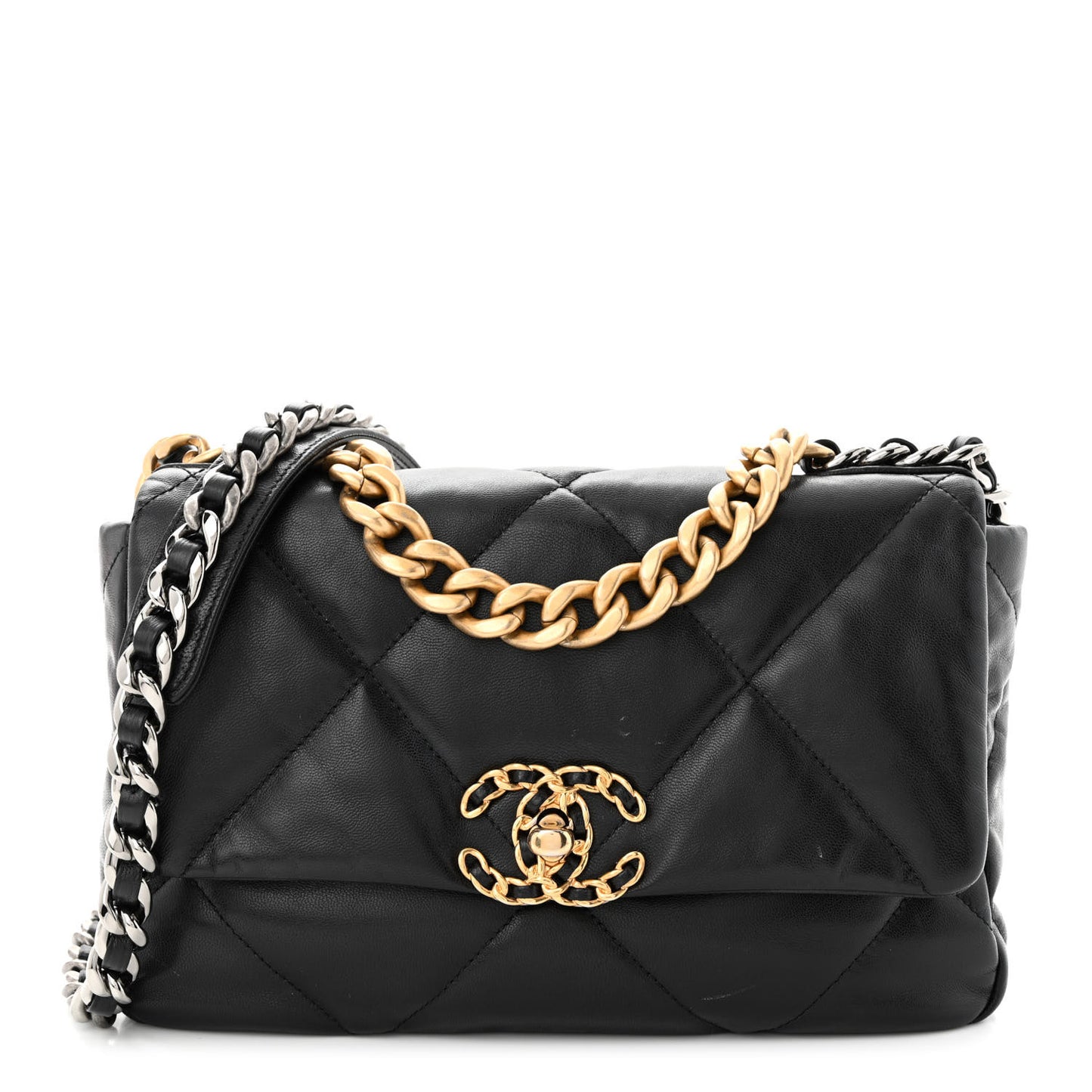 Goatskin Quilted Medium Chanel 19 Flap Black