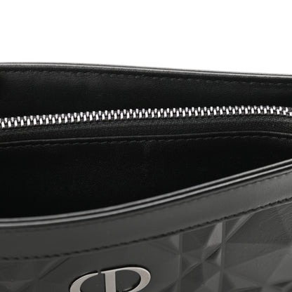 Christian Dior Calfskin Macrocannage Diamond Caro Zipped Pouch With Chain Black 13 of 13