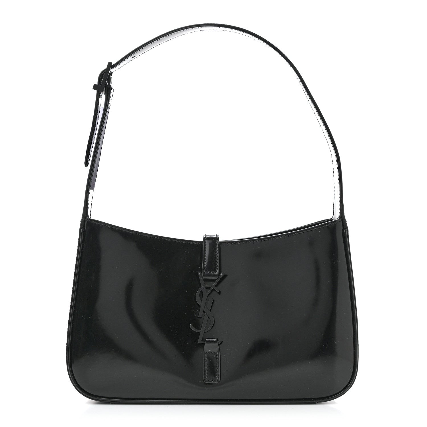 Saint Laurent Patent Le 5 A 7 Monochrome Hobo Black 1 of 12