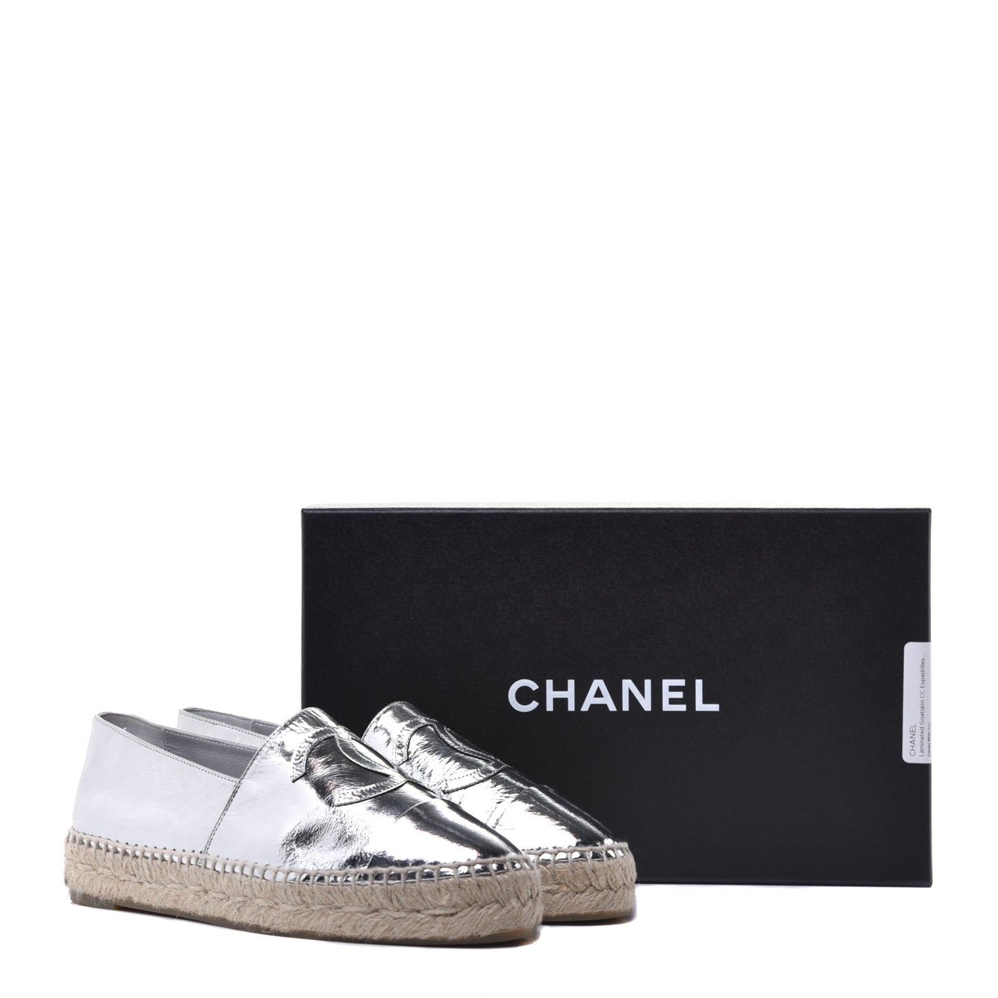 Laminated Goatskin CC Espadrilles 38 Silver
