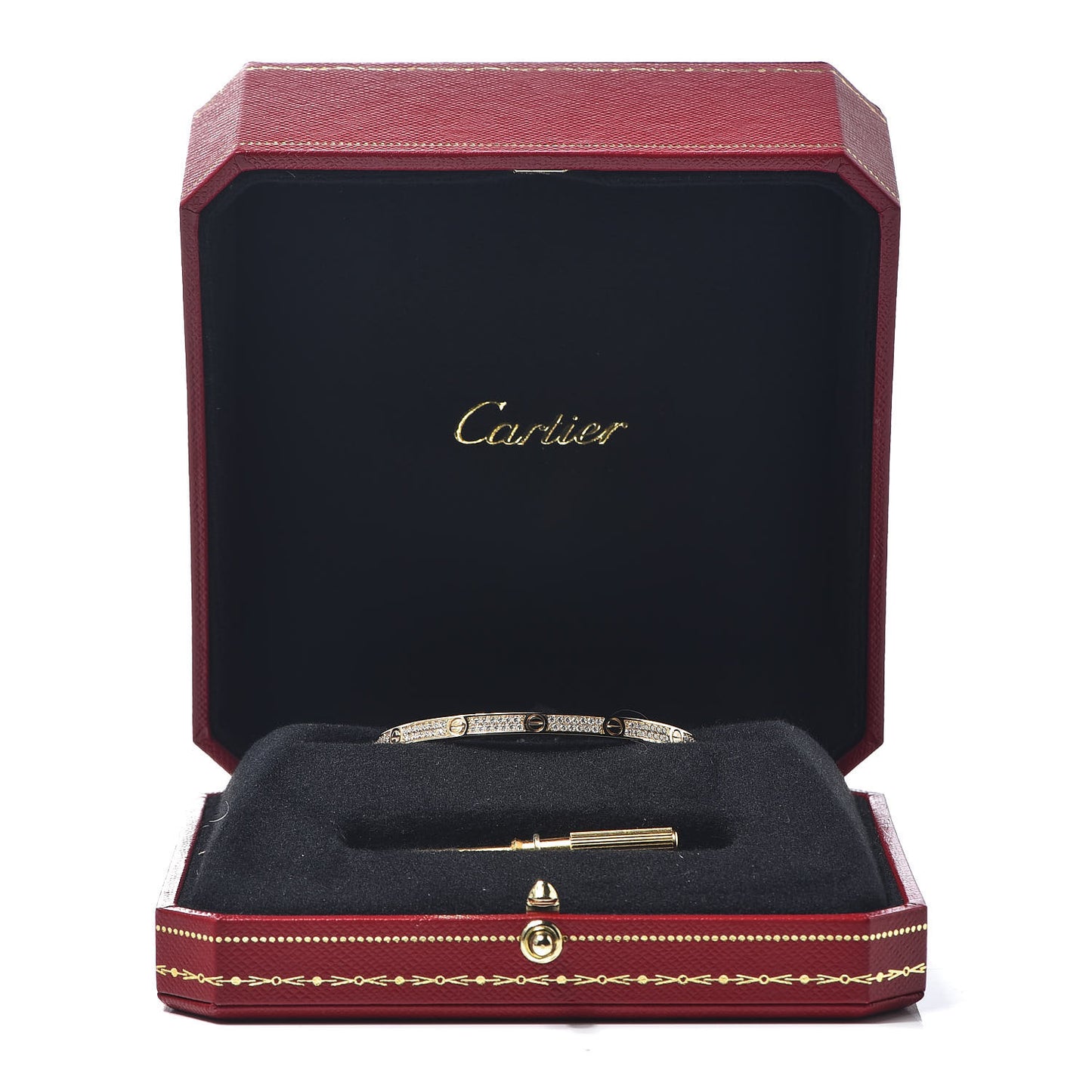 18K Yellow Gold Diamond Small LOVE Paved Bracelet 15