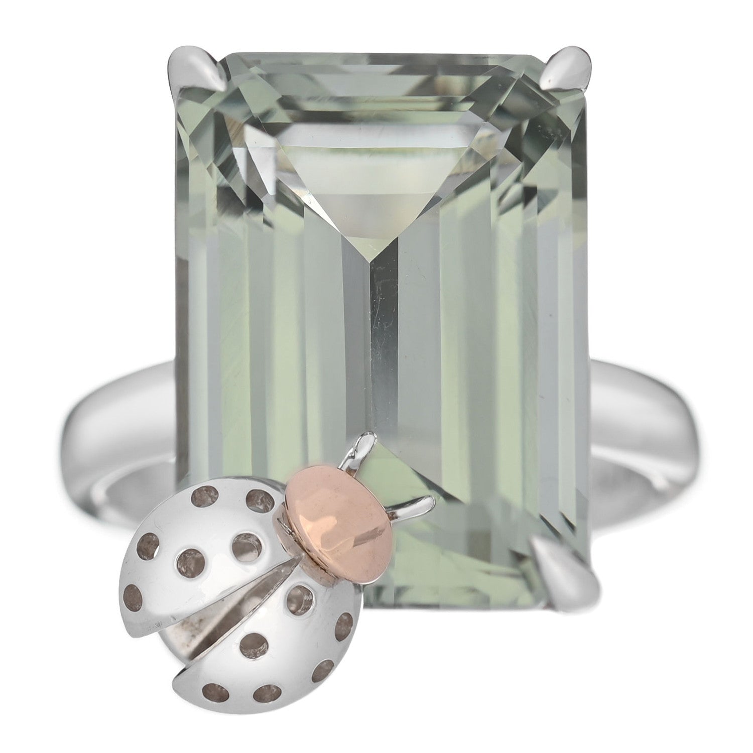 Tiffany Sterling Silver 18K Rose Gold Prasiolite Return to Tiffany Love Bugs Ladybug Ring 56 7.5 1 of 5