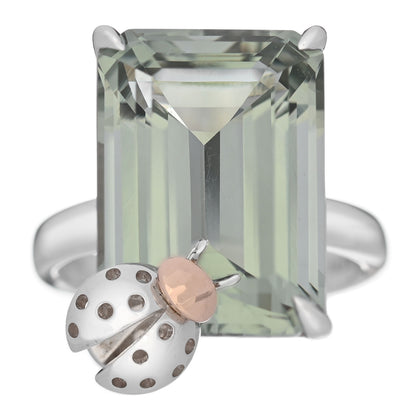 Tiffany Sterling Silver 18K Rose Gold Prasiolite Return to Tiffany Love Bugs Ladybug Ring 56 7.5 1 of 5