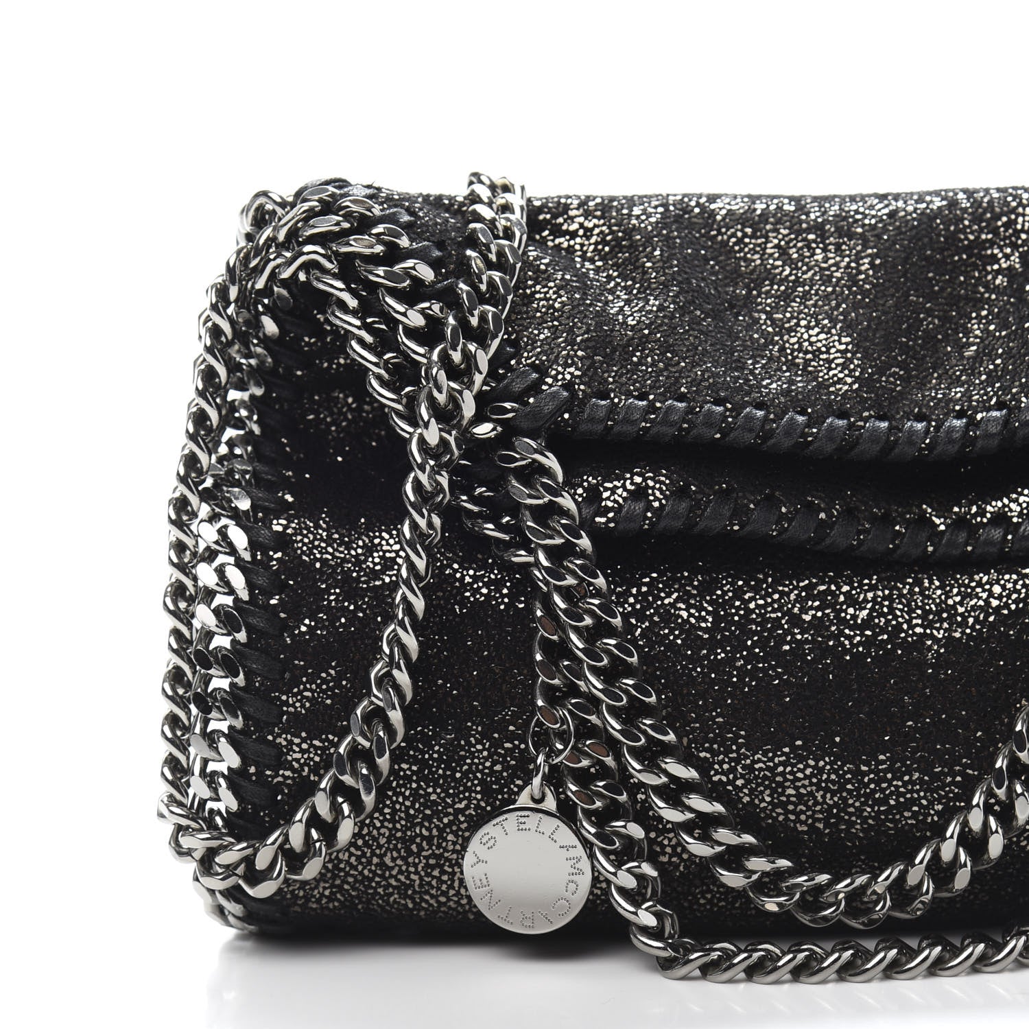 Stella McCartney Chamois Shiny Dotted Tiny Falabella Fold Over Tote Ruthenium 10 of 10