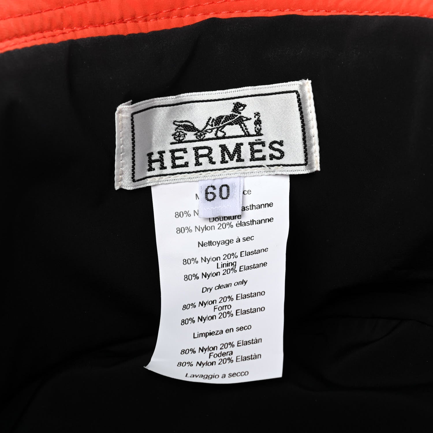 Hermes Polyester Nylon Drawstring Bucket Hat 60 Orange 4 of 4