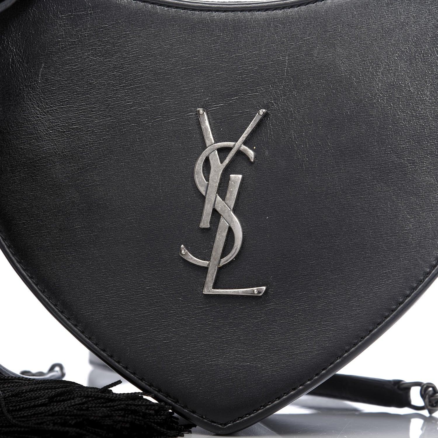 Saint Laurent Calfskin Heart Monogram Crossbody Black 9 of 9