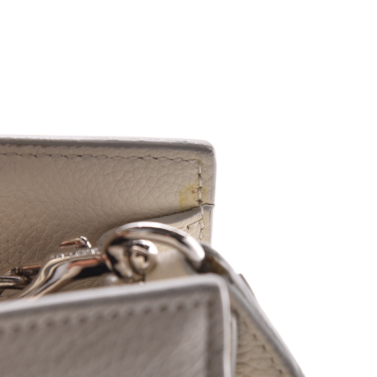 Grained Calfskin Nano Sac de Jour Dove White