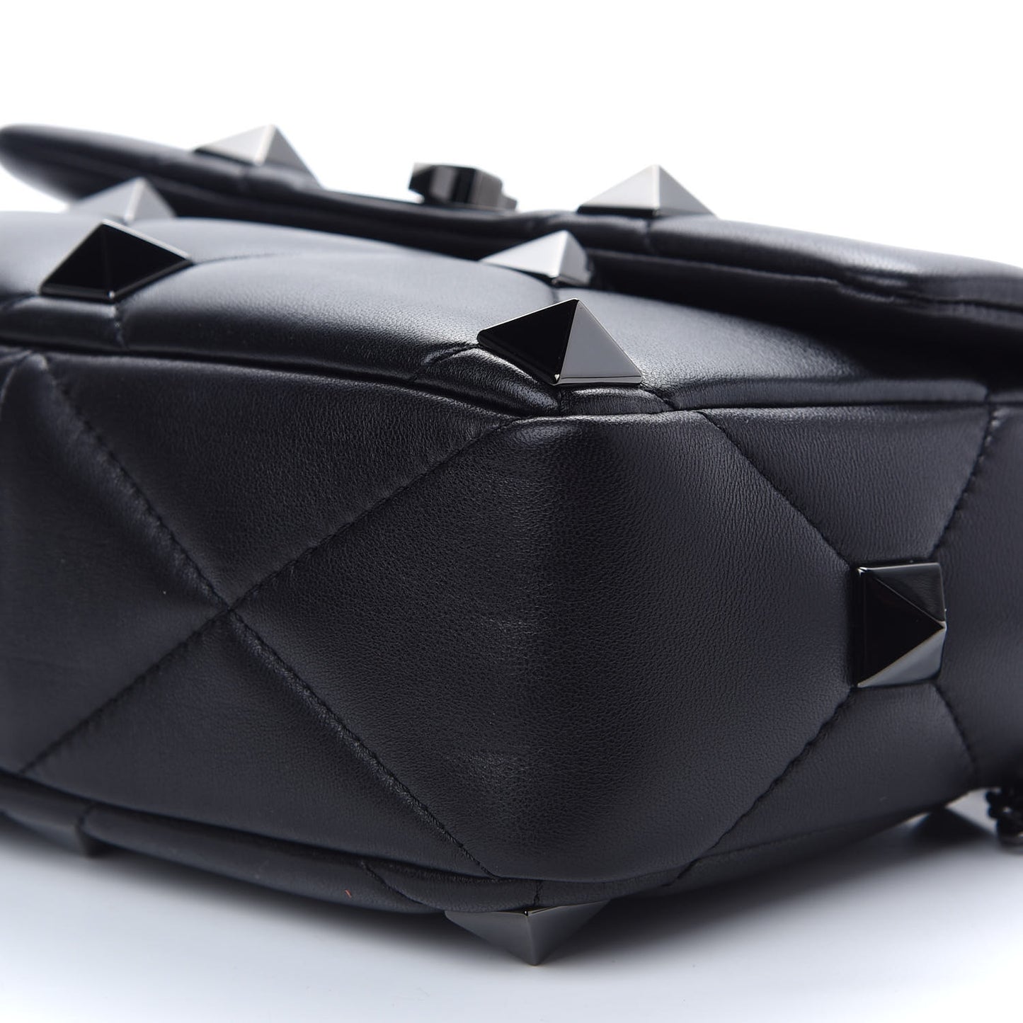 Nappa Monochrome Medium Roman Stud Shoulder Bag Black
