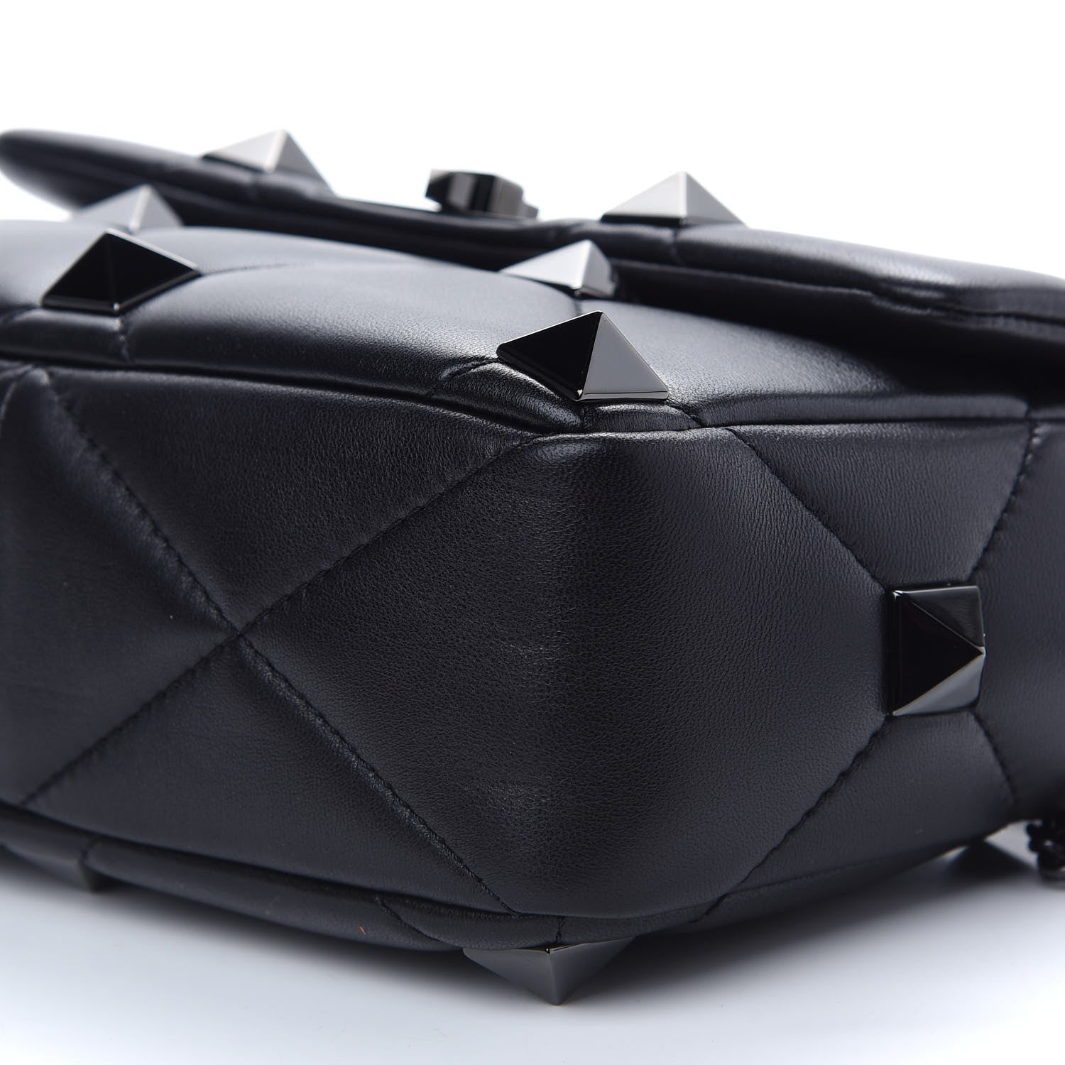 Valentino Garavani Nappa Monochrome Medium Roman Stud Shoulder Bag Black 6 of 8