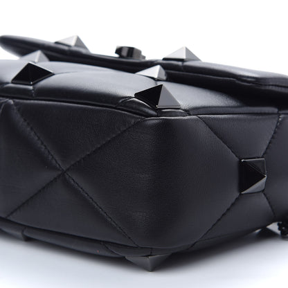 Valentino Garavani Nappa Monochrome Medium Roman Stud Shoulder Bag Black 6 of 8