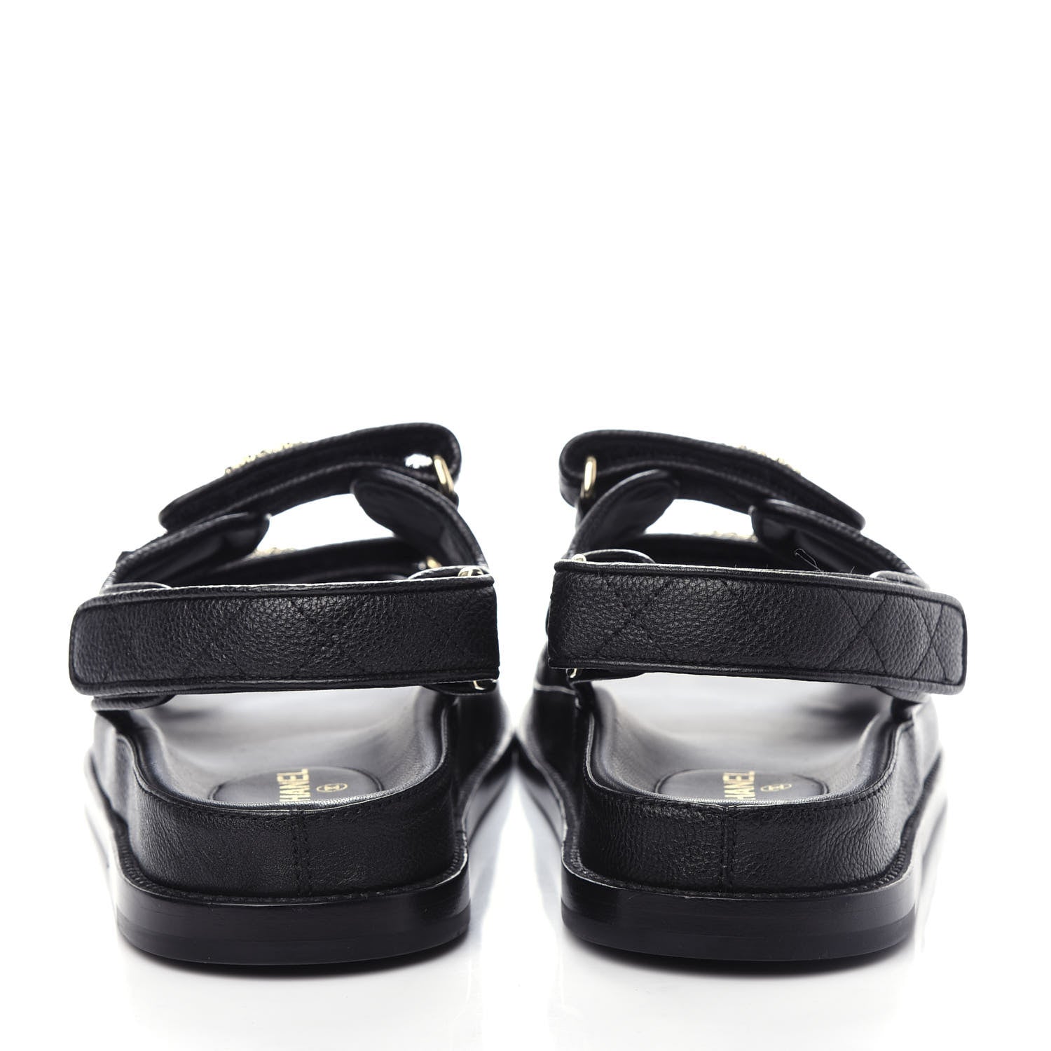 Chanel Grained Calfskin Velcro Dad Sandals 36 Black 7 of 11