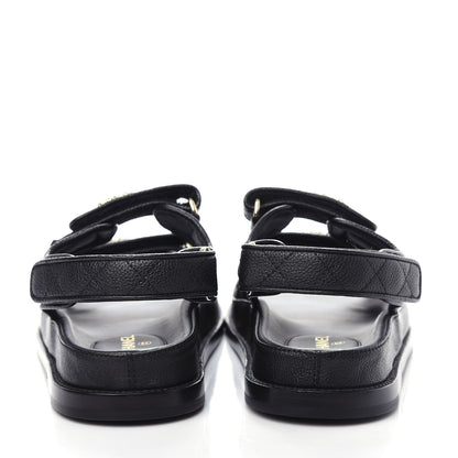 Chanel Grained Calfskin Velcro Dad Sandals 36 Black 7 of 11