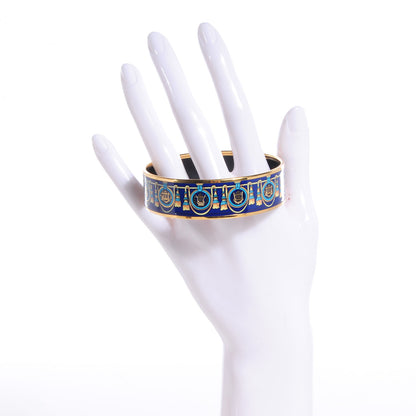 Hermes Enamel Printed Wide Bracelet 70 Bleu 2 of 6