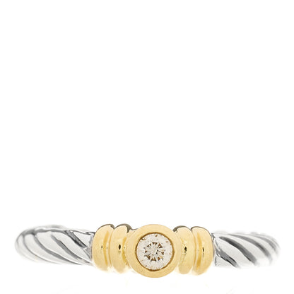 David Yurman Sterling Silver 18K Yellow Gold Diamond Stack Ring 46 3.75 1 of 5