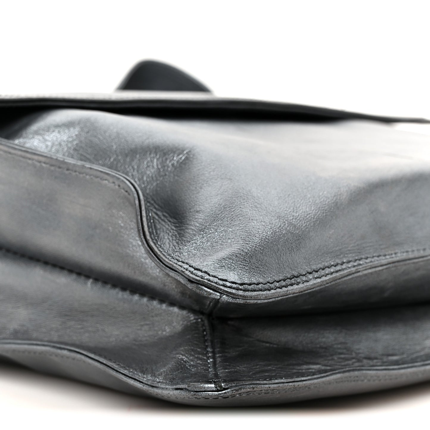 Metallic Lambskin Logo Messenger Silver