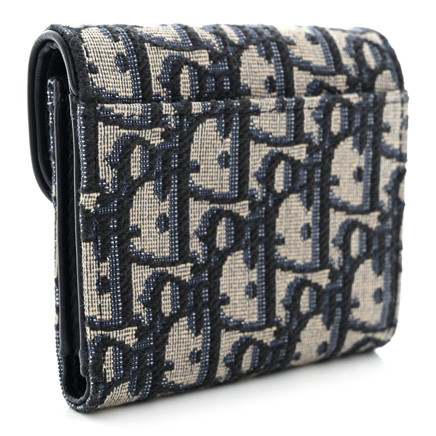 Christian Dior Oblique Saddle Lotus Wallet Blue 3 of 12