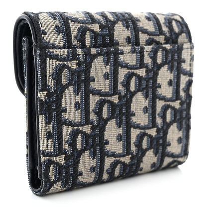 Christian Dior Oblique Saddle Lotus Wallet Blue 3 of 12