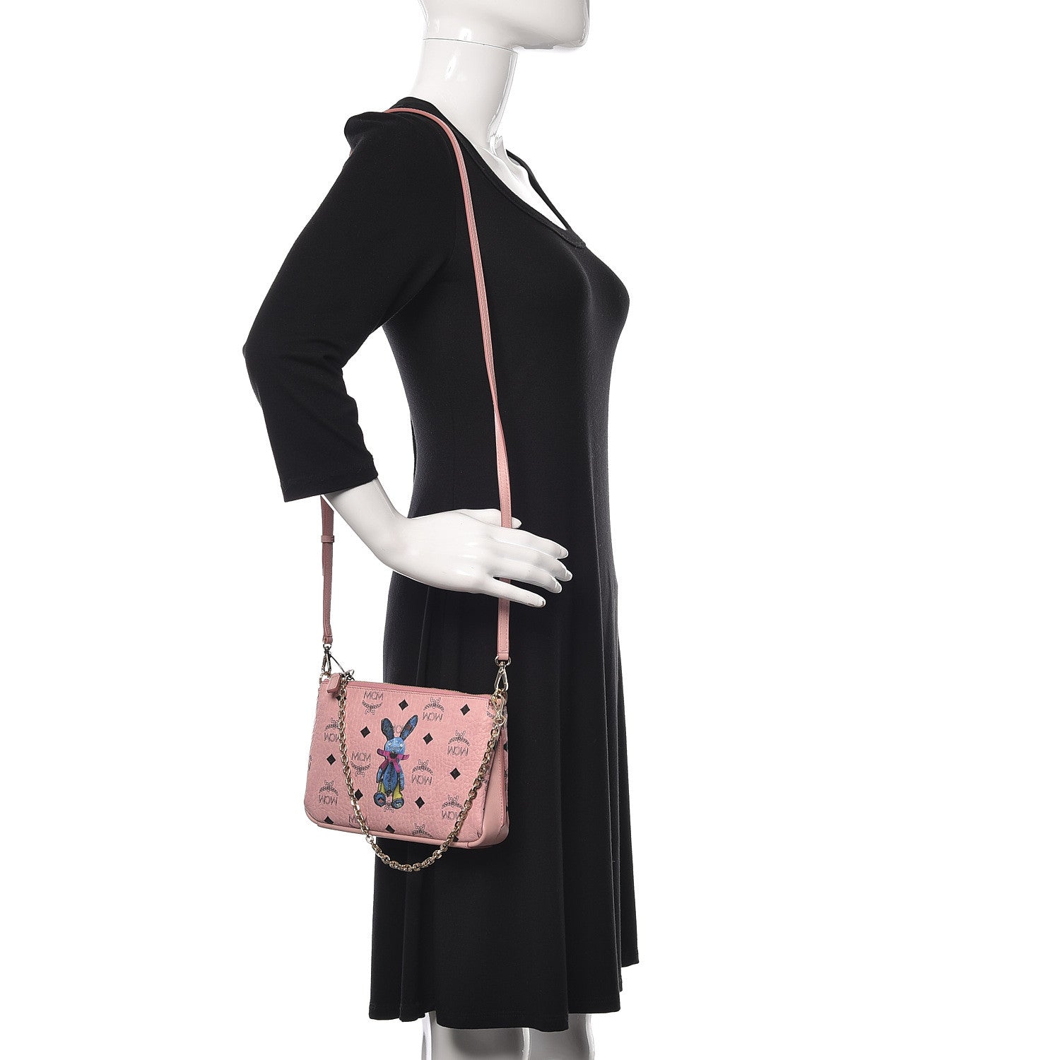 MCM Visetos Rabbit Crossbody Pouch Soft Pink 2 of 10