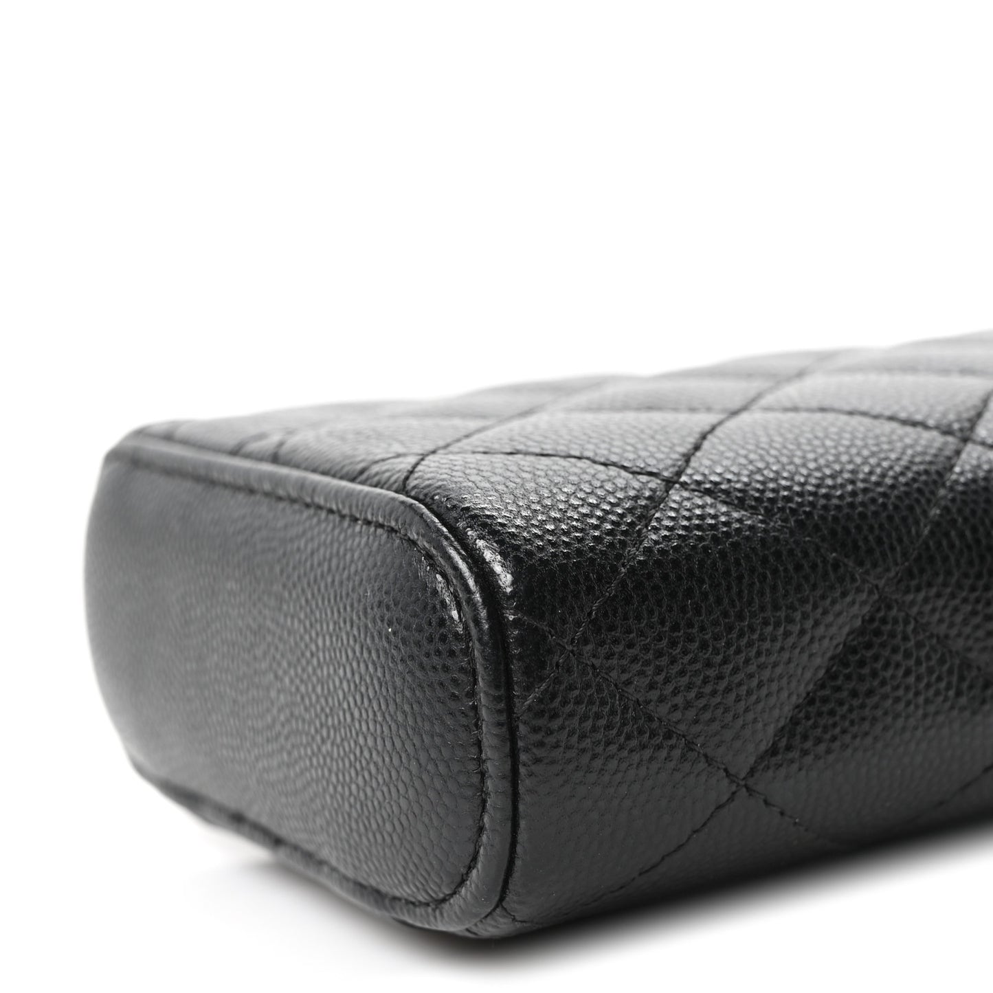 Caviar Quilted Phone Holder With Chain Black