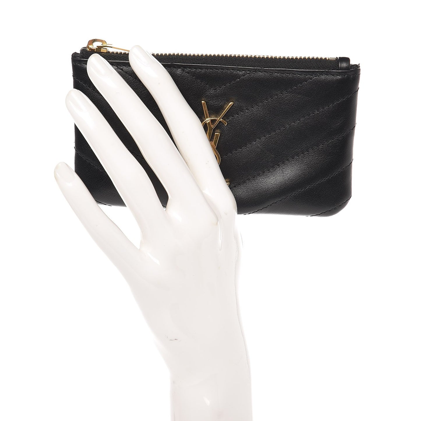 Calfskin Matelasse Monogram Key Pouch Black