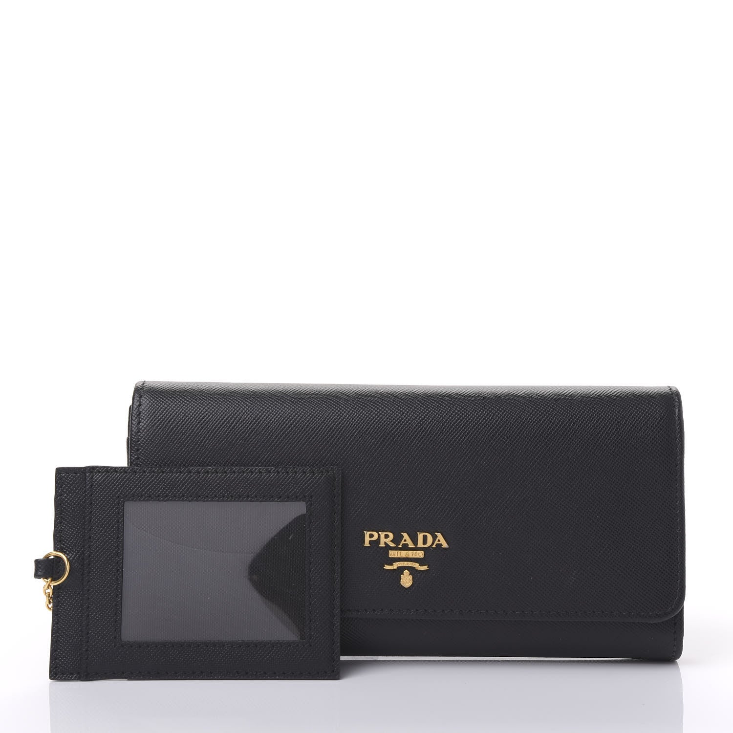Prada Saffiano Continental Flap Wallet Black 10 of 10