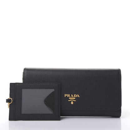 Prada Saffiano Continental Flap Wallet Black 10 of 10
