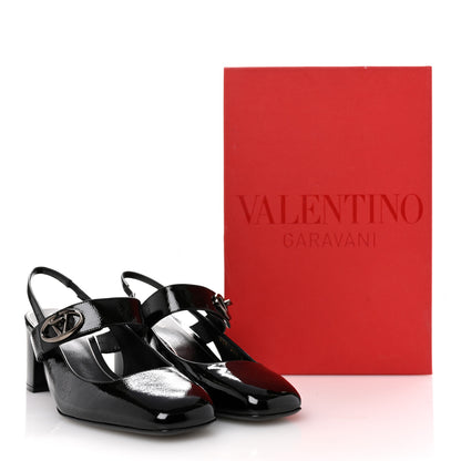 Valentino Garavani Wrinkled Patent Vlogo Turn Lock Slingback 65mm Pumps 40 Black 10 of 10
