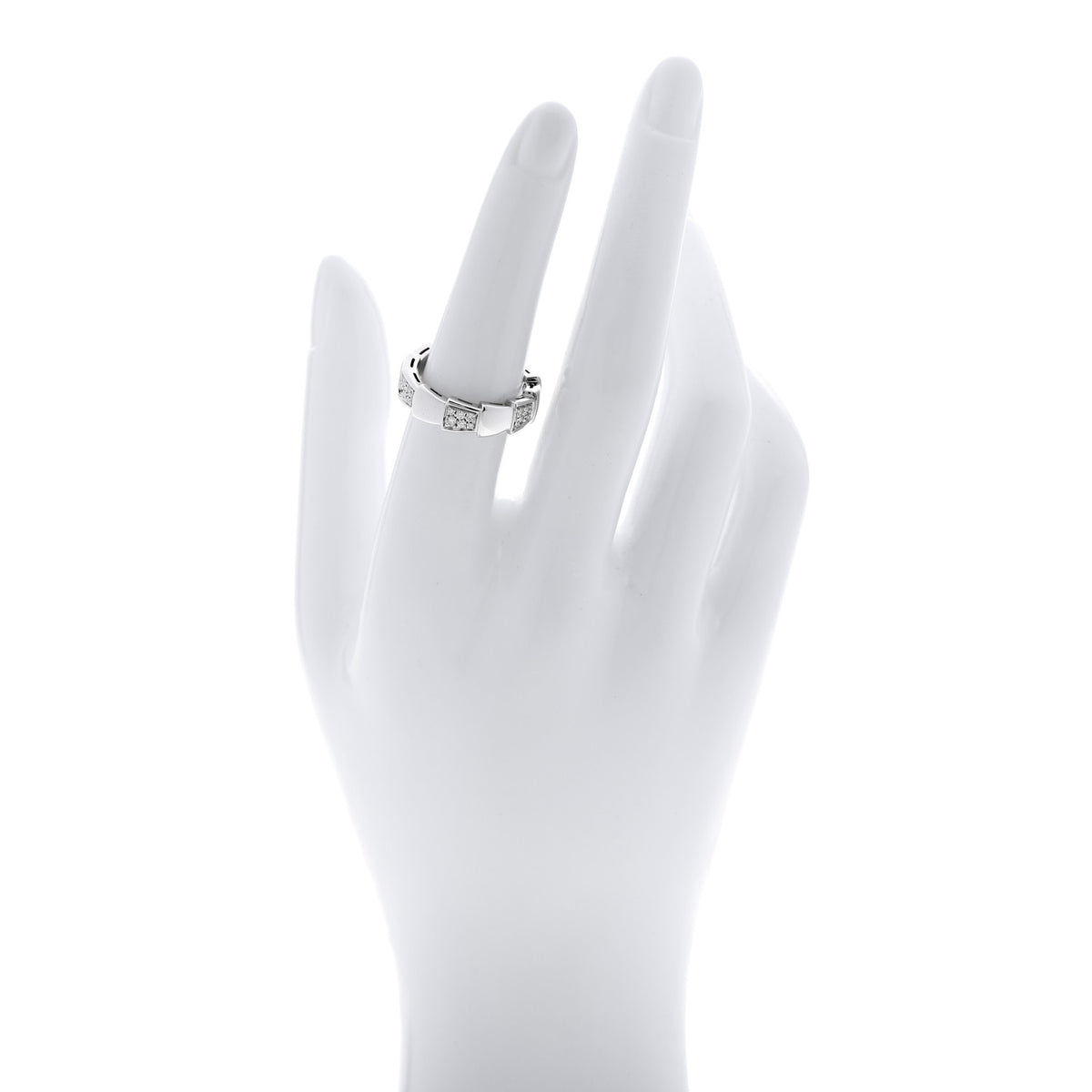 18K White Gold Diamond Serpenti Band Ring 53 6.5
