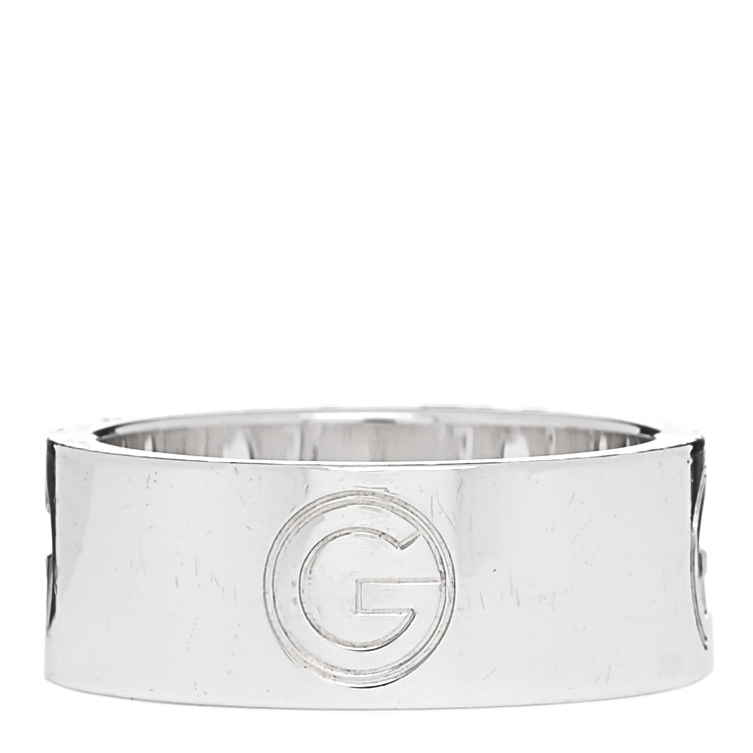 Gucci Sterling Silver G Cutout Band Ring 58 8.25 1 of 7