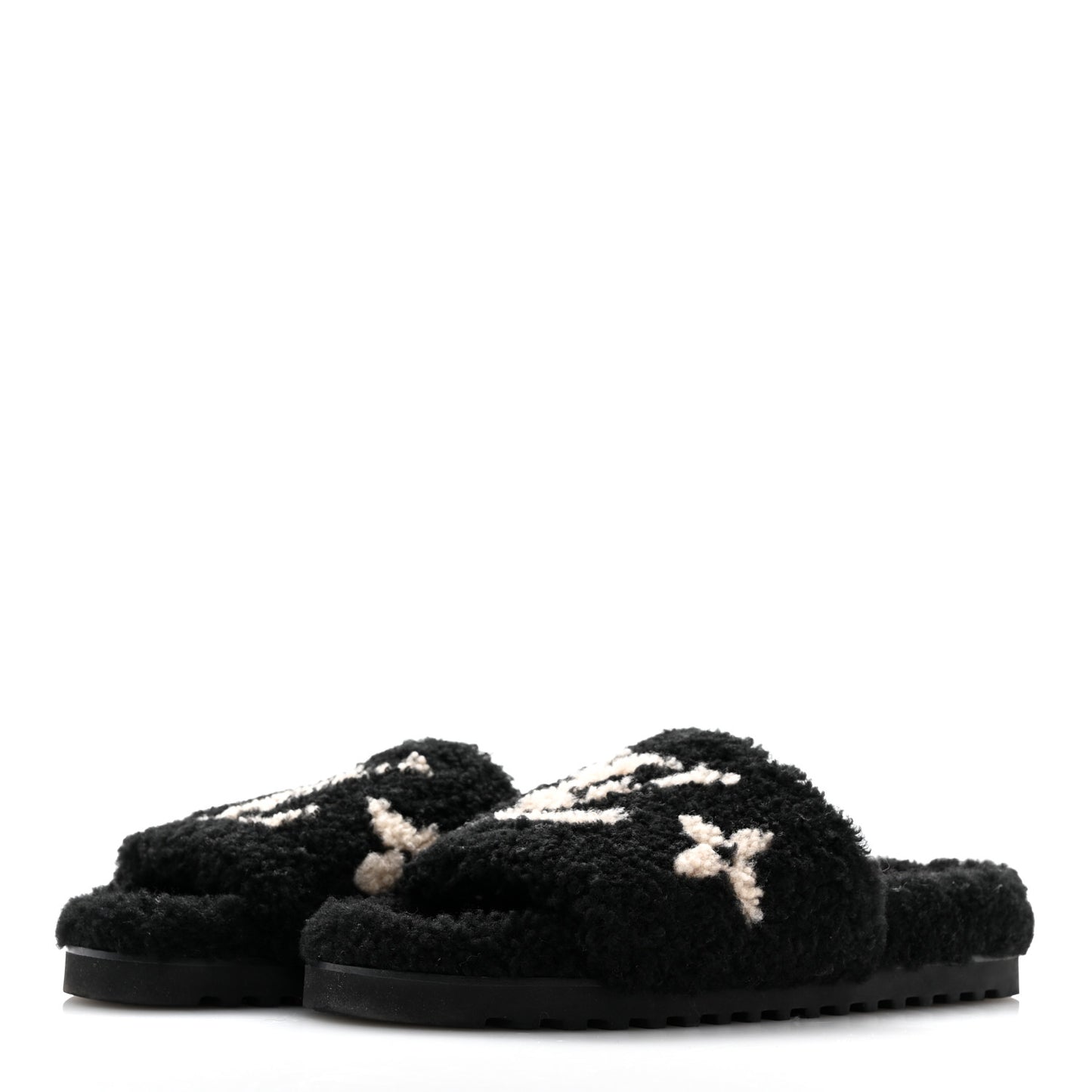 Shearling Monogram Giant Paseo Flat Comfort Mule 40 Black