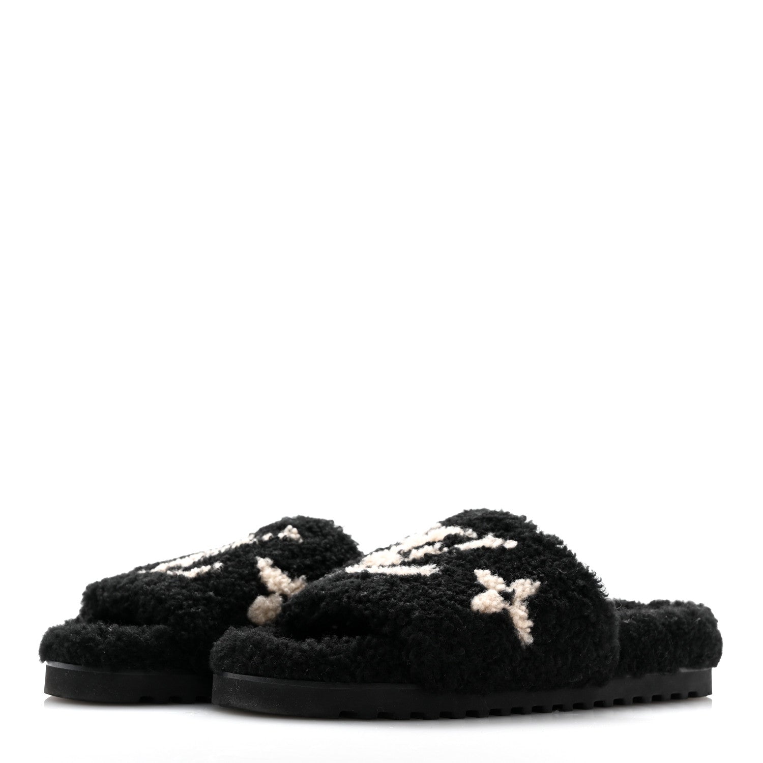 Louis Vuitton Shearling Monogram Giant Paseo Flat Comfort Mule 40 Black 4 of 9