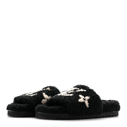 Louis Vuitton Shearling Monogram Giant Paseo Flat Comfort Mule 40 Black 4 of 9
