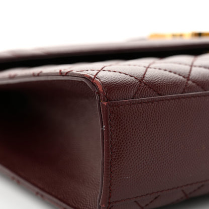 Saint Laurent Grain De Poudre Mixed Matelasse Large Triquilt Monogram Satchel Rouge Legion 14 of 16
