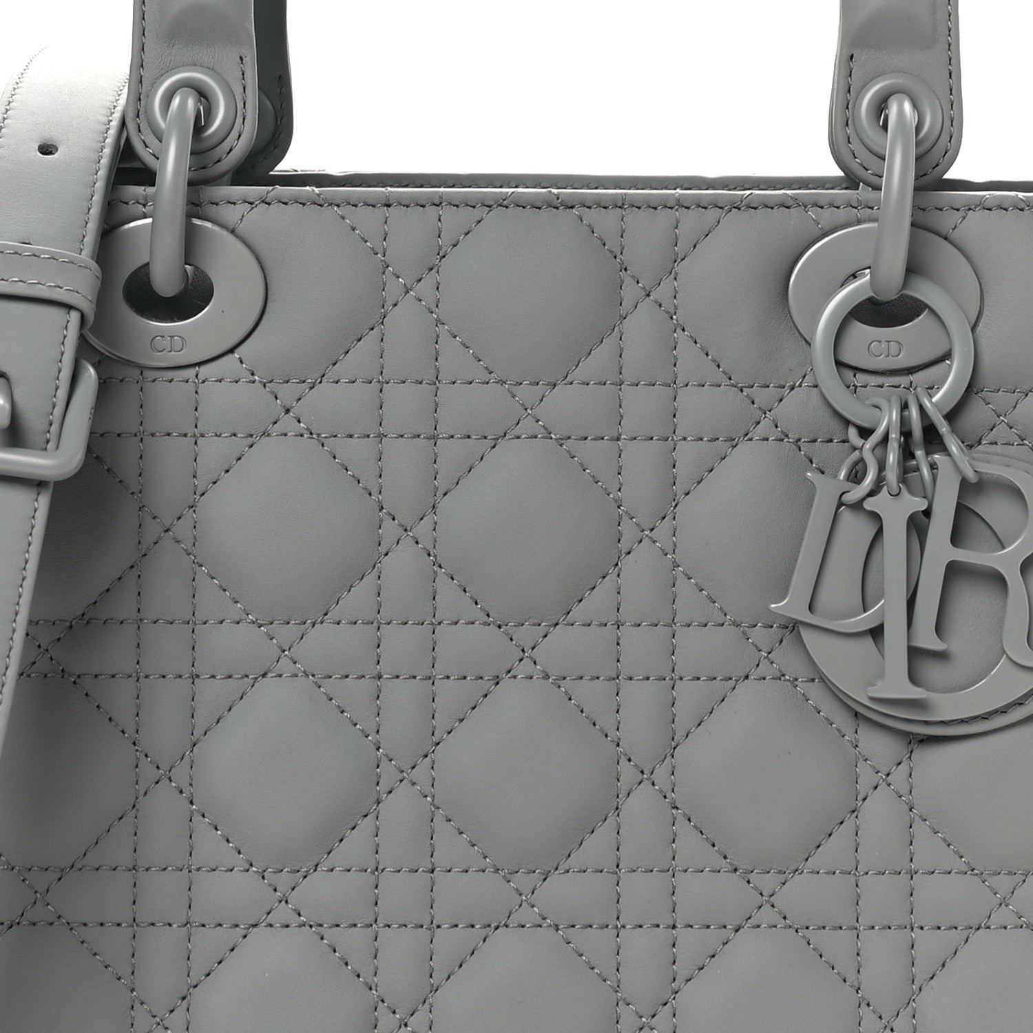 Christian Dior Ultra Matte Calfskin Cannage Medium Lady Dior Grey