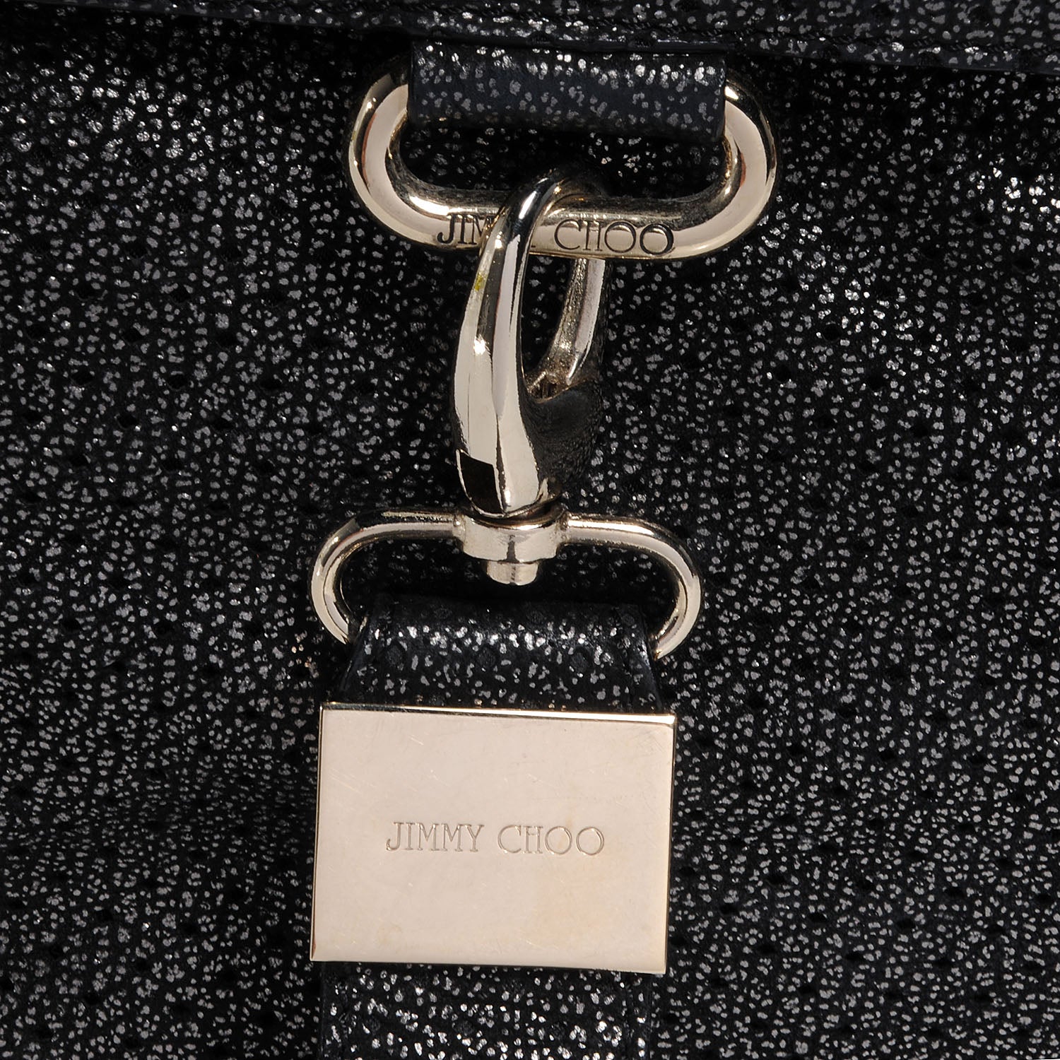 Jimmy Choo Metallic Leather Perforated Bardia Hobo Black 5 of 10