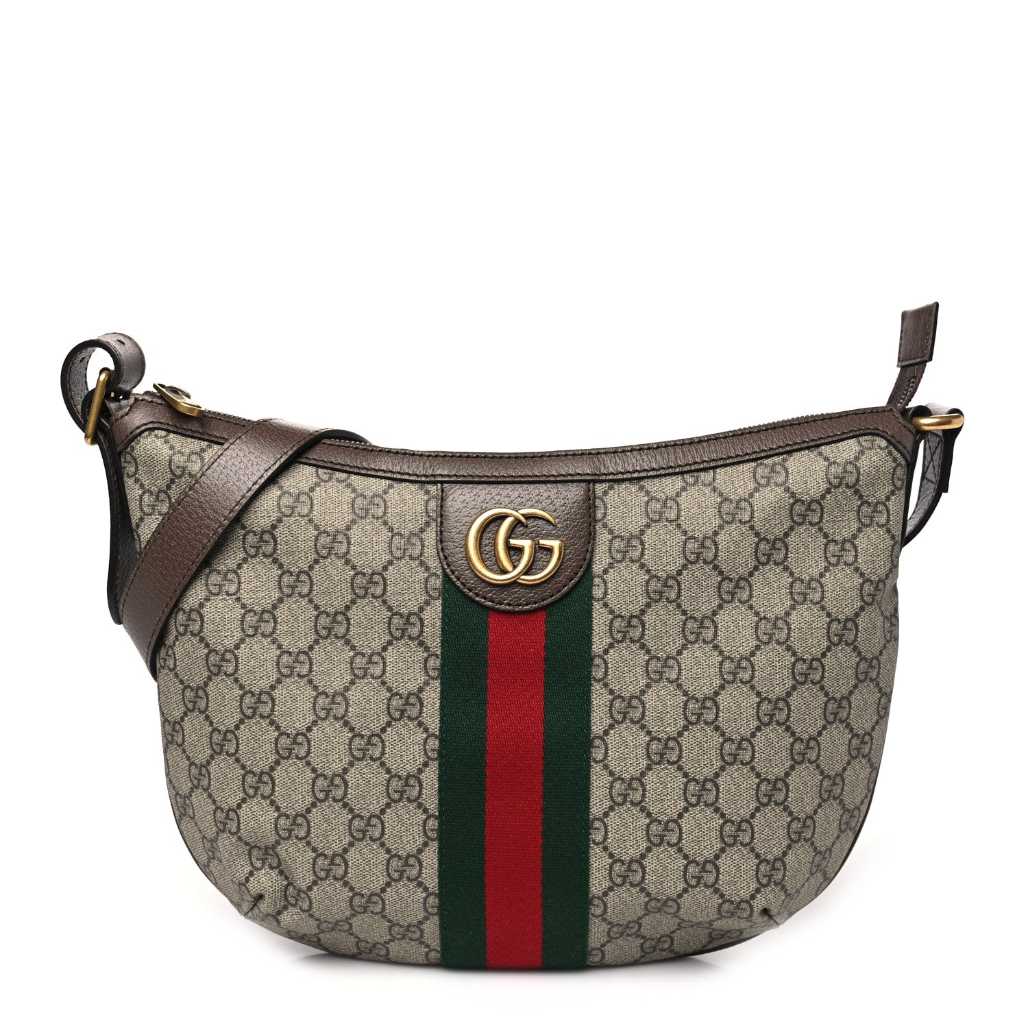 Gucci GG Supreme Monogram Web Small Ophidia Half Moon Hobo Brown 1 of 10