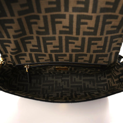Fendi Fabric Jacquard FF 1974 Medium Baguette Tobacco Moro Black 7 of 10