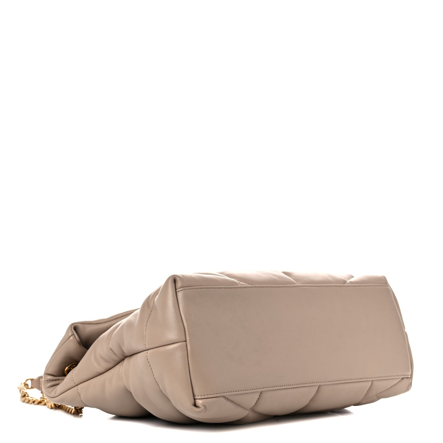 Saint Laurent Lambskin Quilted Medium Loulou Puffer Monogram Chain Satchel Dark Beige 4 of 13