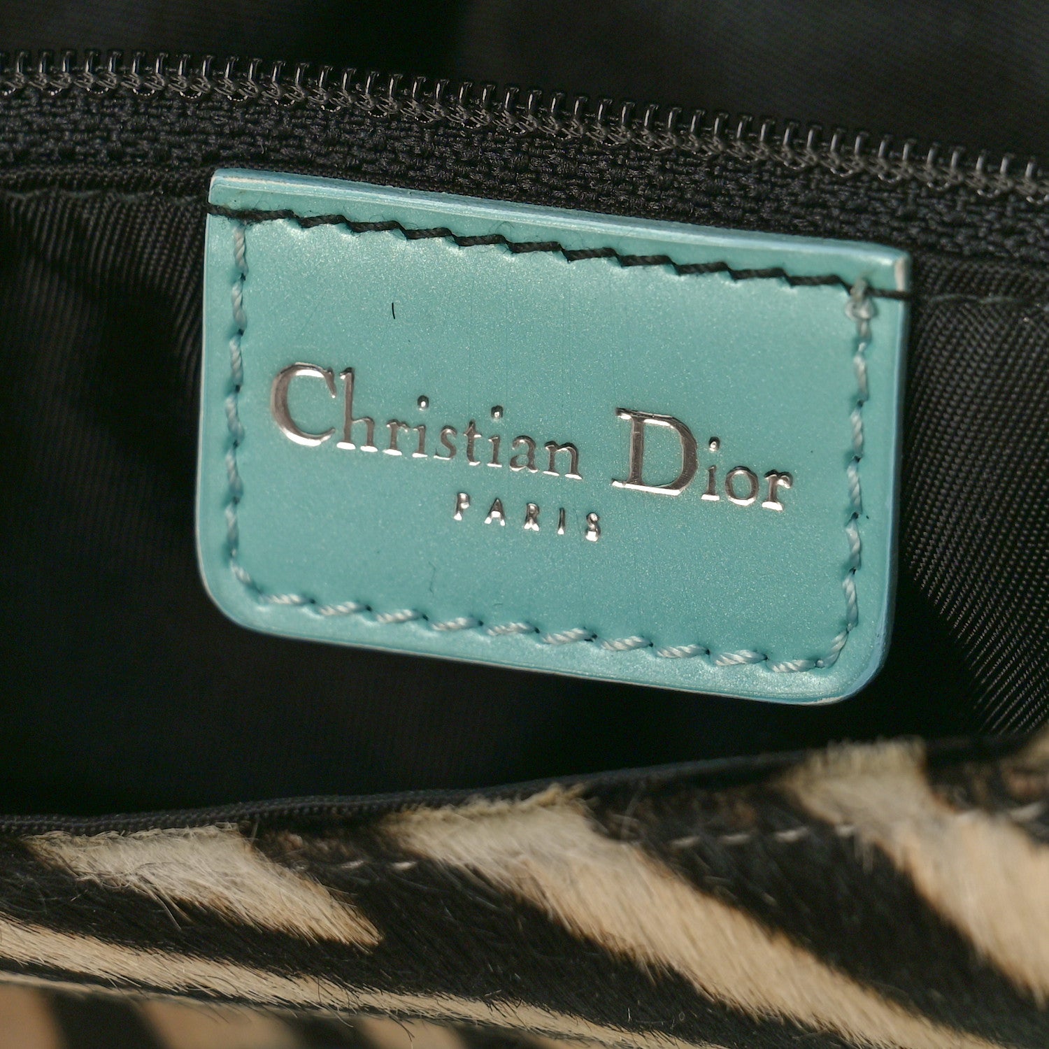 Christian Dior Pony Hair Leopard Print Malice Shoulder Bag White Black Blue 6 of 11
