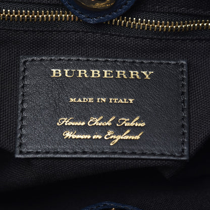 Burberry Calfskin House Check Mirror Embroidery Medium Banner Tote Blue 10 of 10